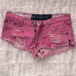 One Teaspoon pink denim shorts